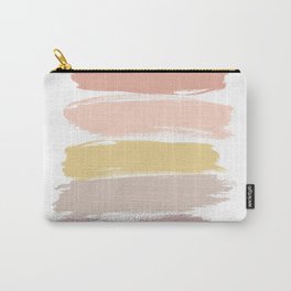 Abstract Brush Strokes Caramel Stripes Carry-All Pouch | Modernminimalist, Pastelstripes, Peachypink, Blushpink, Brushstrokes, Stripes, Modernpainting, Modernabstract, Midcentury, Inkart 