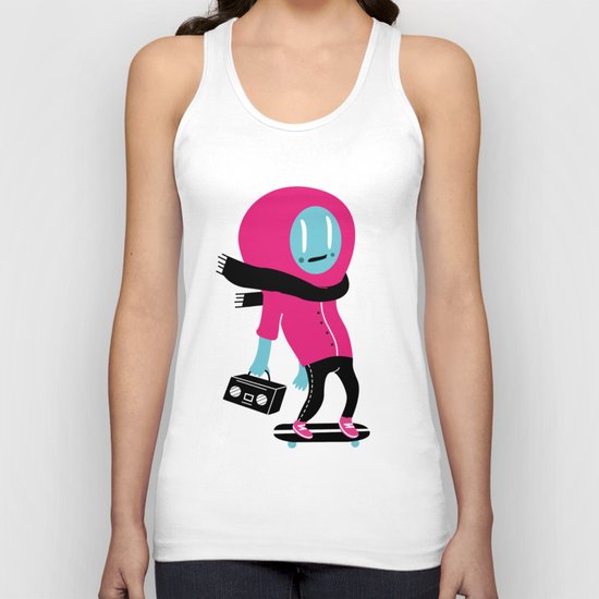 Alien on skateboard Unisex Tank Top