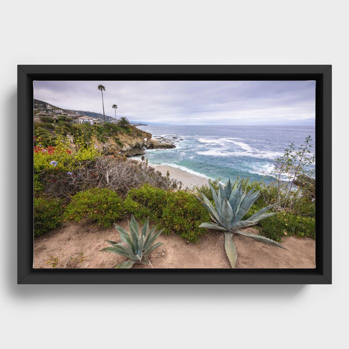 Ocean view from cliffs in Laguna Beach, California Framed Canvas