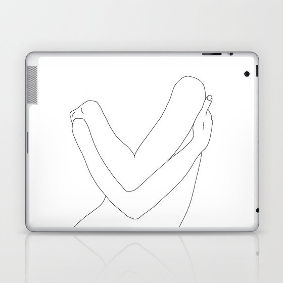 Crossed arms one line illustration - Alexa Laptop & iPad Skin