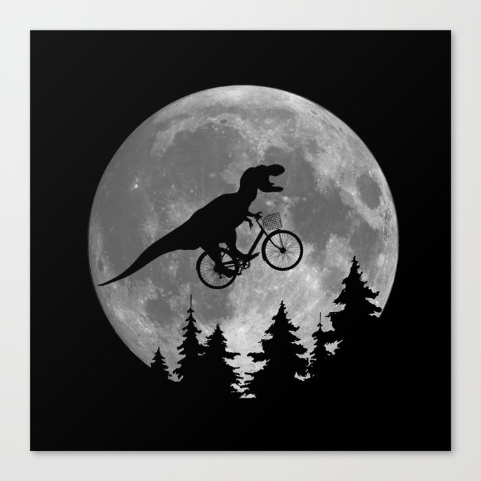 Biker t rex In Sky With Moon 80s Parody Leinwanddruck Biker t rex In Sky With Moon 80s Parody Leinwanddruck