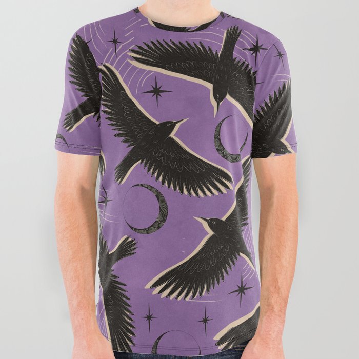 Raven with Shadow Purple  All Over Graphic Tee