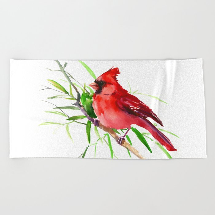 Cardinal Bird Beach Towel