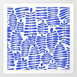 Blue leaf pattern Art Print