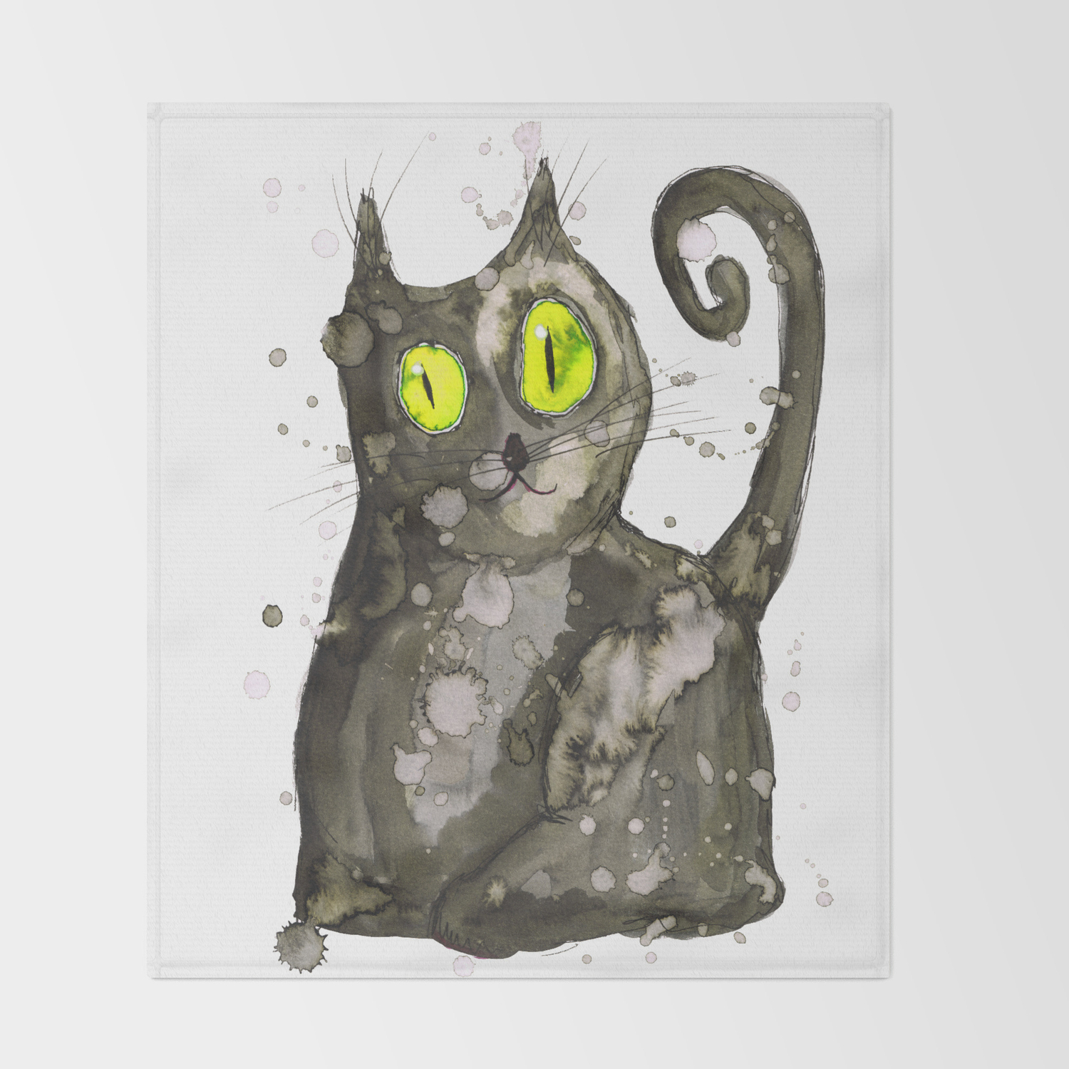 Big Fat Black Cat Throw Blanket By Wizzies Society6