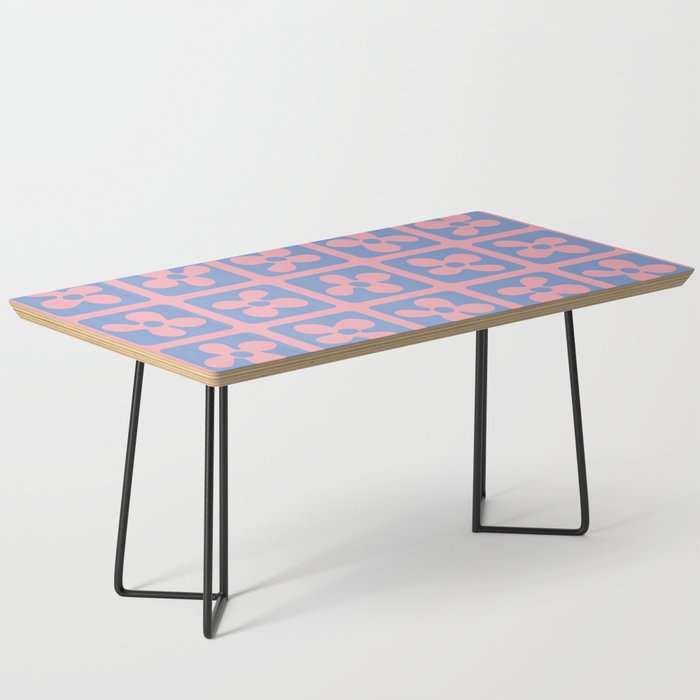 Retro Flowers Pattern - Blue Pink Coffee Table