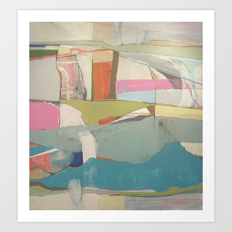 Tidal Pool Abstract Art In Turquoise Cream White Orange And