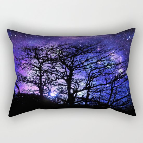 Black Trees Blue Violet Purple Space Rectangular Pillow