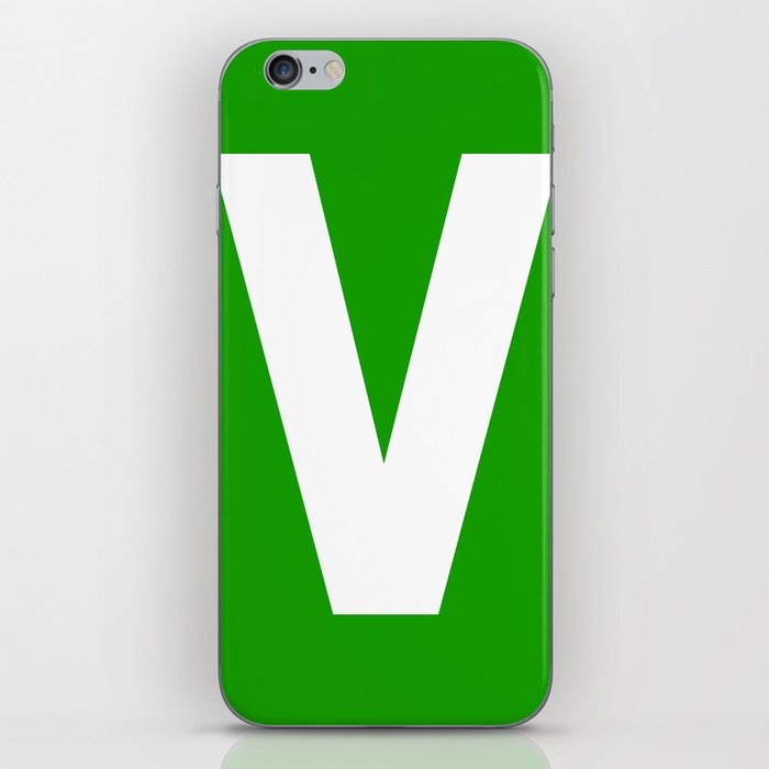 Letter V (White & Green) iPhone Skin