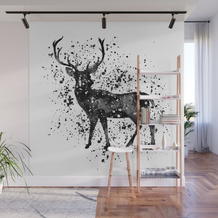 Black & White Stag  Wall Mural