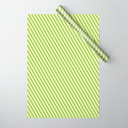 [ Thumbnail: Green and Light Yellow Colored Lined Pattern Wrapping Paper ]