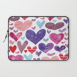 Bunch of Hearts Pattern - Pink Red Purple Blue Laptop Sleeve
