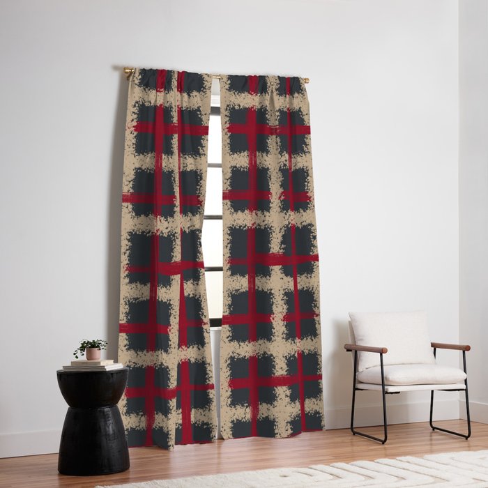 Red Plaid Blackout Curtain By Vinegar Society6