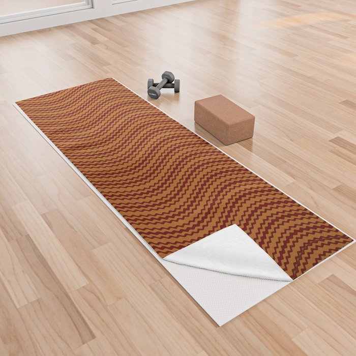 Orange Brown Seamless Wavy Pattern Yoga Towel