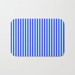 [ Thumbnail: Light Cyan, Blue & Sky Blue Colored Striped/Lined Pattern Bath Mat ]