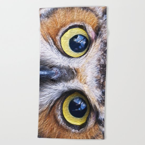 Big Eye Owl Beach Towel