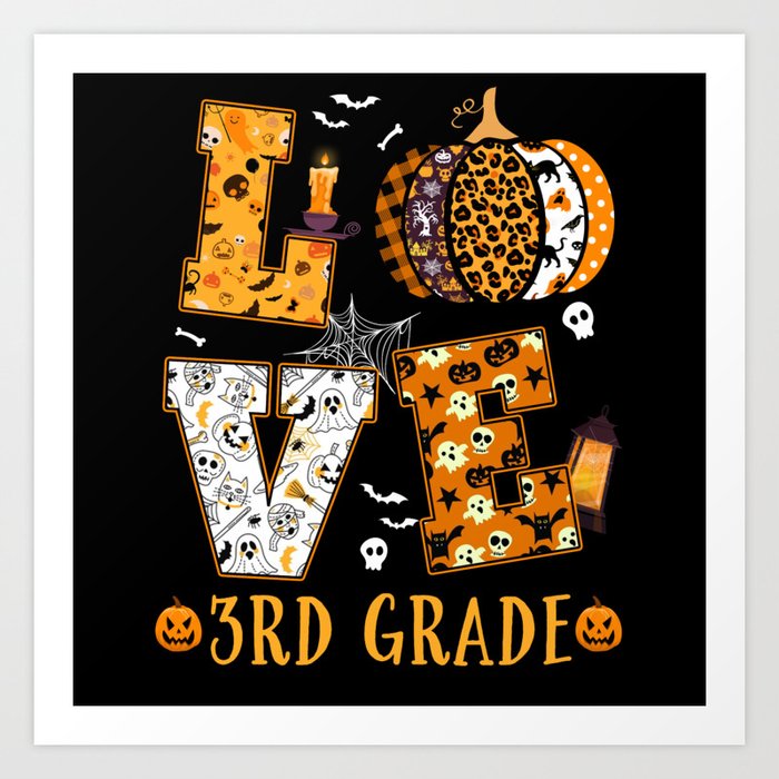 Spooky Pumpkin Love Halloween 3rd Grade Teacher Art Print