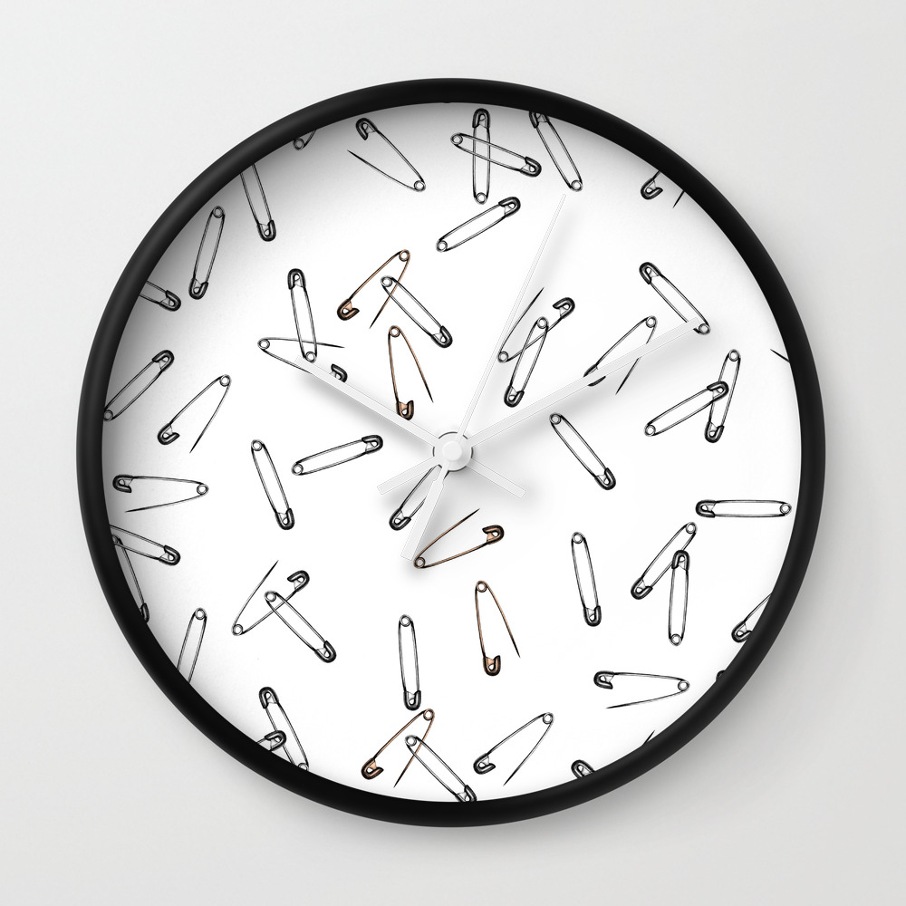 Safety Pin Wall Clock By Smalldrawing Society6