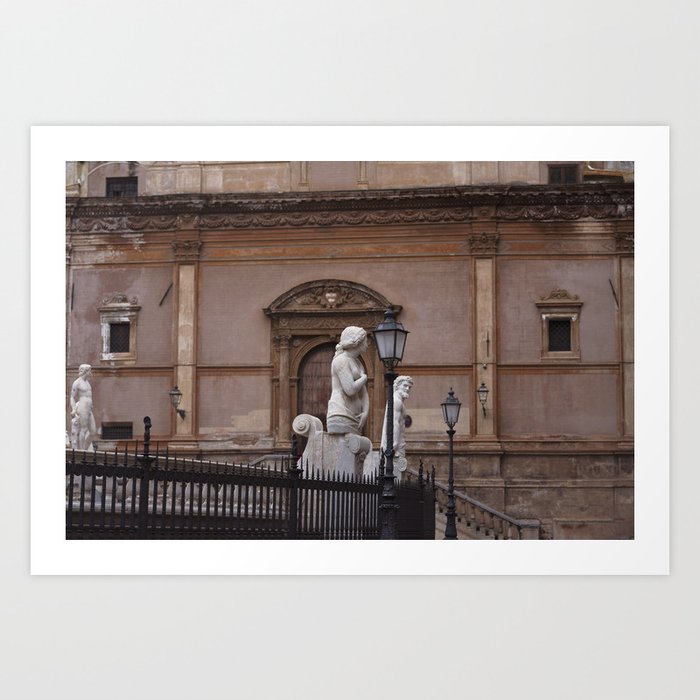 Piazza Pretoria Pink Facades - Palermo, Italy Art Print