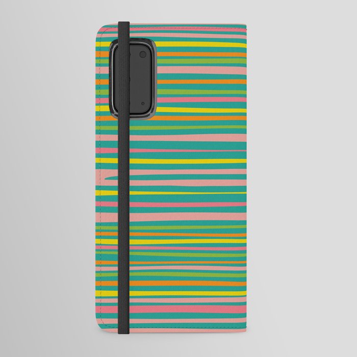 Natural Stripes Pattern Colorful Teal Spring Green Pink Yellow Orange Android Wallet Case
