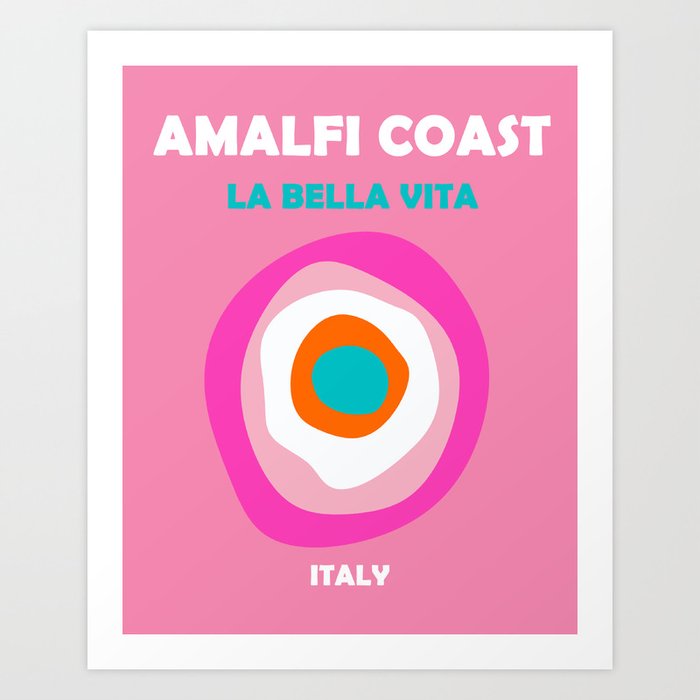 Boho Preppy Travel Poster- Amalfi Coast Art Print