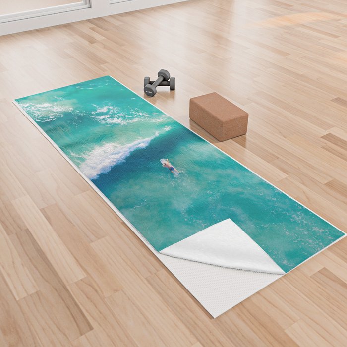 Aqua Ocean Surfer Yoga Towel