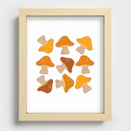 Mushroom Retro Orange Design  Recessed Framed Print