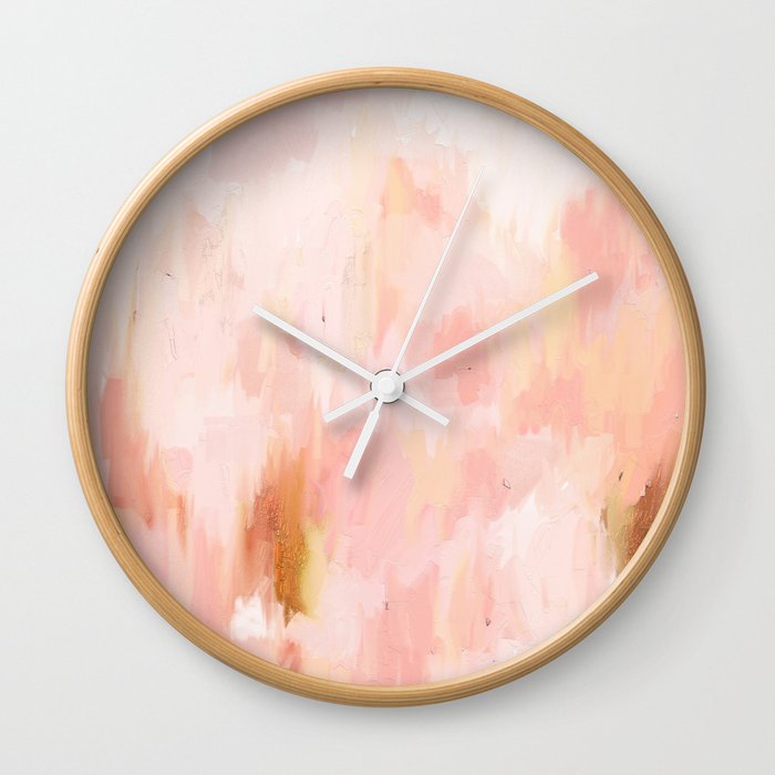 Abstract Minimal Peach Millennial Pink White And Gold Painting