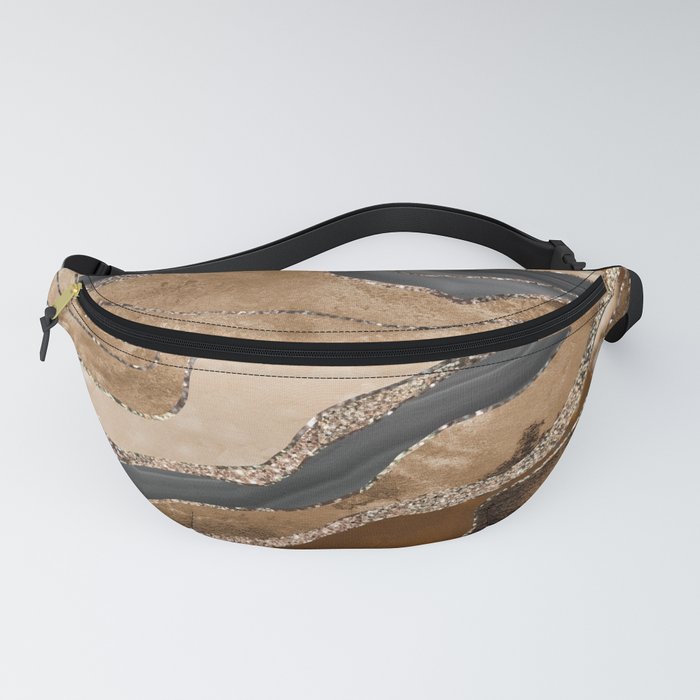 Earthy Marble Agate Gold Glitter Glam #1 (Faux Glitter) #decor #art #society6 Fanny Pack