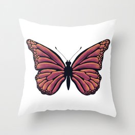 Glowing Orange Monarch Butterfly illustration Throw Pillow