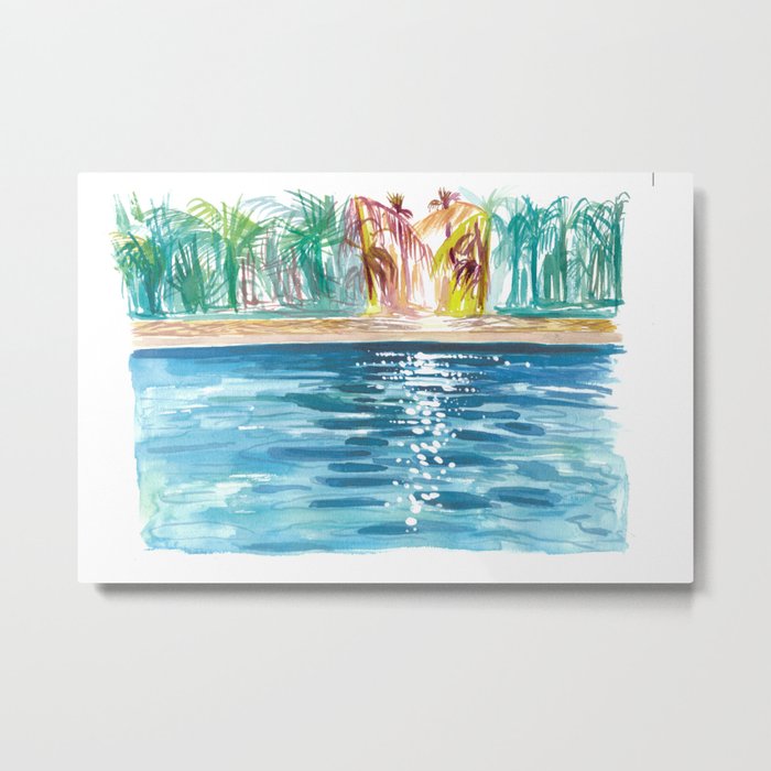 Shimmering Sun Reflections in Blue Cool Pool Metal Print