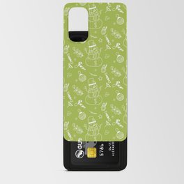 Light Green and White Christmas Snowman Doodle Pattern Android Card Case