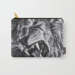 Panthera Leo Carboneum B  + W Carry-All Pouch | Roar, Bigcats, Africanlion, Bigcat, Cat, Black and White, Catlover, Cats, Roaringlion, Drawing 