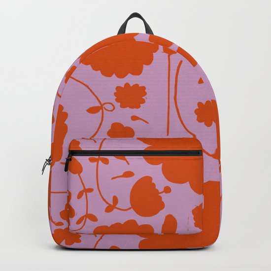 floral pink and orange Backpack