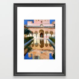 Joaquin Sorolla y Bastida Hall of the Ambassadors, Alhambra, Granada Framed Art Print | Architecture, Painting, Natural, Palace, Oil, Garden, Alhambra, Granada, Fountain, Landscape 