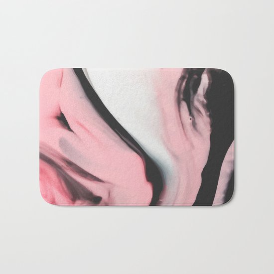 Modern pink marble and black Bath Mat