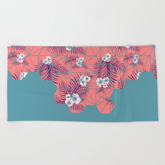 Tropical Fluo Tiles #society6 #decor #buyart Beach Towel