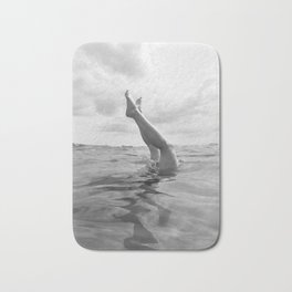 Ocean Dive Bath Mat | Feet, Landscape, Black And White, Dive, Water, Seaside, Swim, Coast, Sky, Summer 
