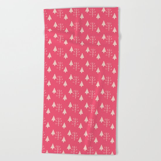Christmas tree pink Beach Towel