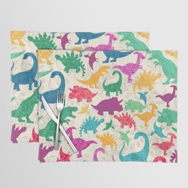 Dino Floral Silhouettes Light Placemat