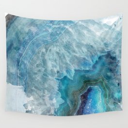 Blue Watercolor Agate Geode Print Wall Tapestry