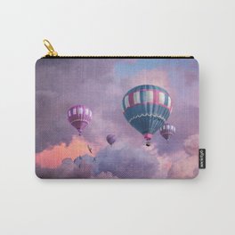Blue, Pink, and Purple Hot Air Balloons on Pastel Clouds Carry-All Pouch