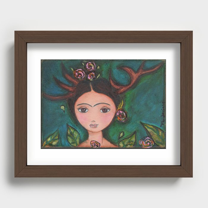 Frida Deer by Flor Larios Recessed Framed Print