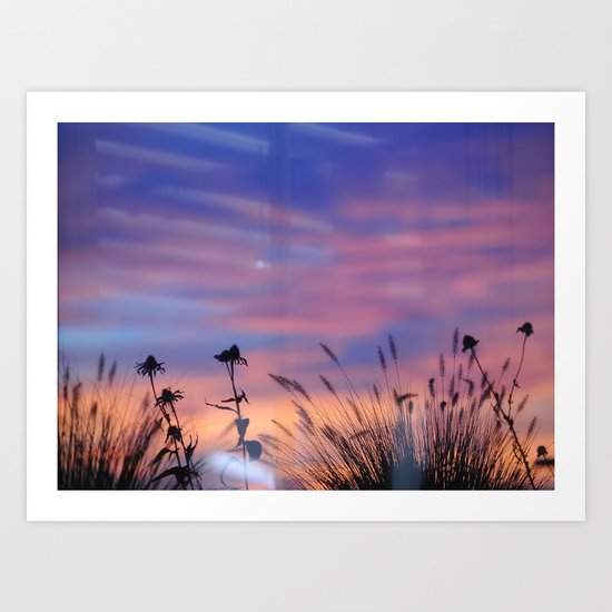 LOOK OUTSIDE - Flowers & Sunset #1 #art #society6 Art Print
