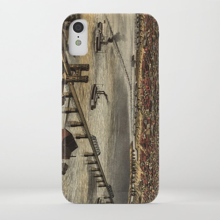 Vintage Pictorial Map of Louisville (1876) iPhone Case by BravuraMedia