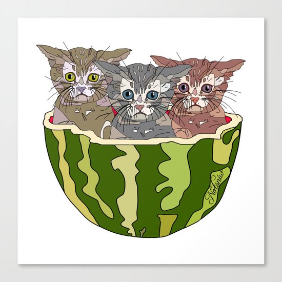 Watermelon Cats Canvas Print