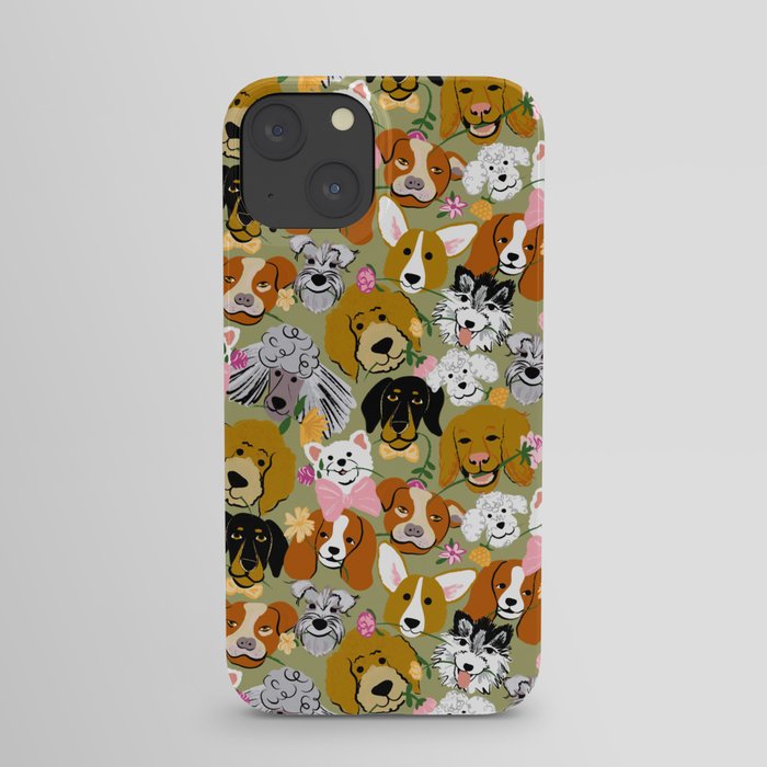 Doggone Sweet Adorable Dog and Flower Pattern iPhone Case