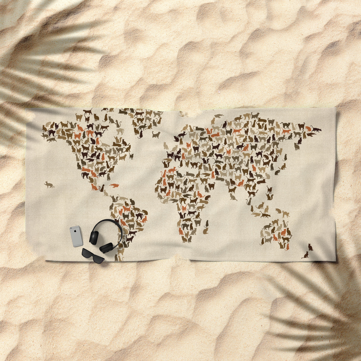 Cats Map Of The World Map Beach Towel By Artpause Society6