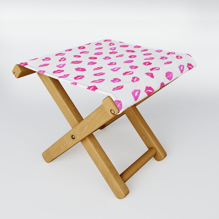 Hot Pink Lips Folding Stool