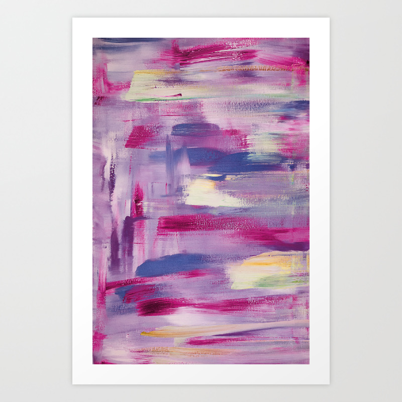 Dramatic Sunset Minimal Acrylic Abstract Painting In Purple